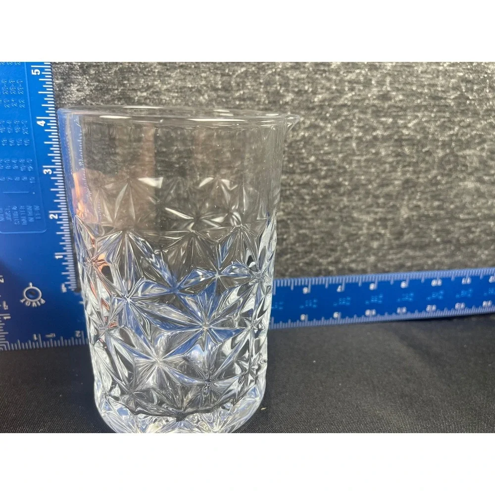 Set of 4 Cocktail Mixing Glass with Bar Spoons Diamond Cut Clear Glass‎ Set